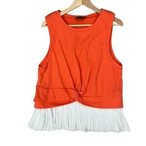 Lea & Viola Tank Top Twist Top Ruffle Bottom Orange Women Size Large